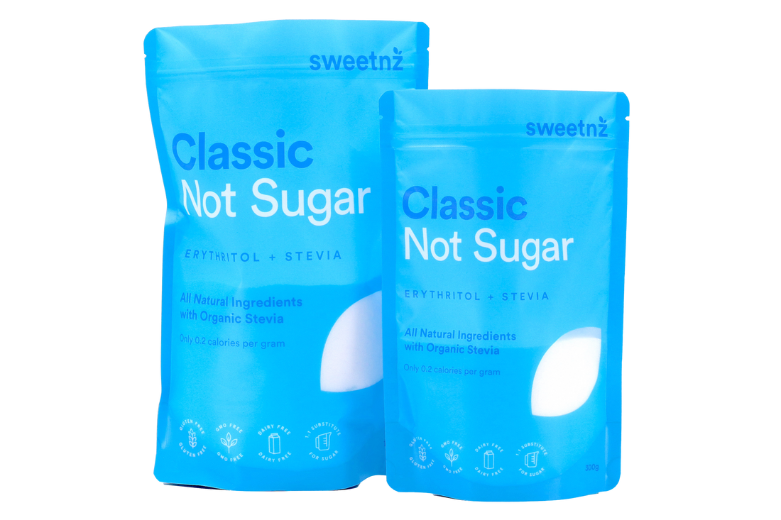 Classic Blend pair of 1kg and 300g. All natural ingredients with organic Stevia. Erythritol and organic RA98%.