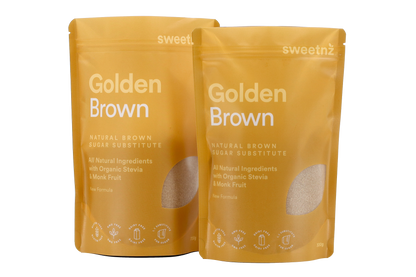 300g and 700g pair of Golden Brown. Available from June 1 (approximately) with an all new formula that includes organic Monk Fruit extract, organic Stevia extract, molasses and a touch of natural caramel flavouring.