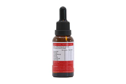 Liquid Stevia Drops - 30ml - Raspberry flavour, back label.