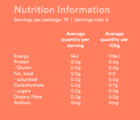 Almost 14X less energy than table sugar!