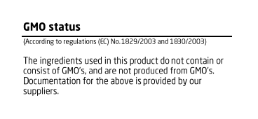 Non-GMO status on flavouring CoA.