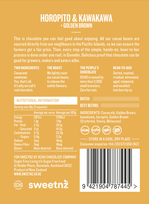 Please note the nutritional panel reflects sugars, whereas this product uses zero calorie sweeteners. Check the recalculated informational panel image for further details. 