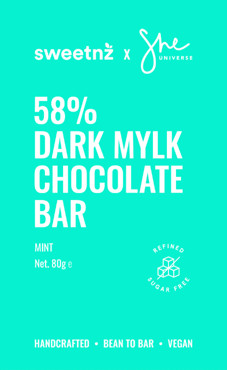Sweetnz X She Universe 58% Dark Mylk Chocolate (Mint) ℮80g