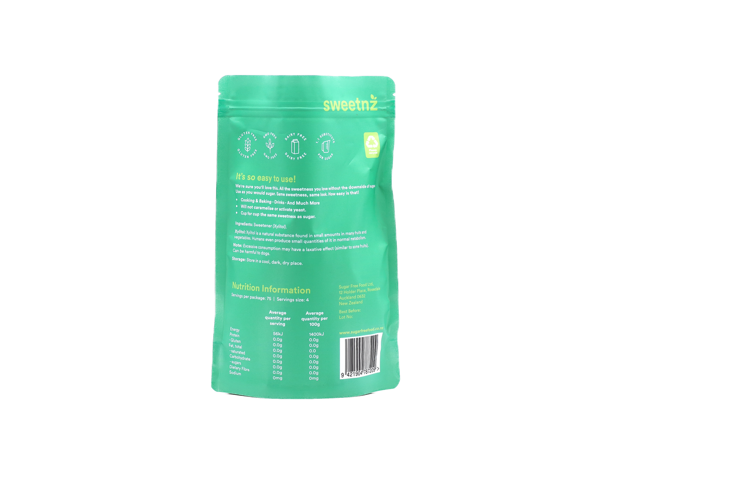 Xylitol 300g back image.