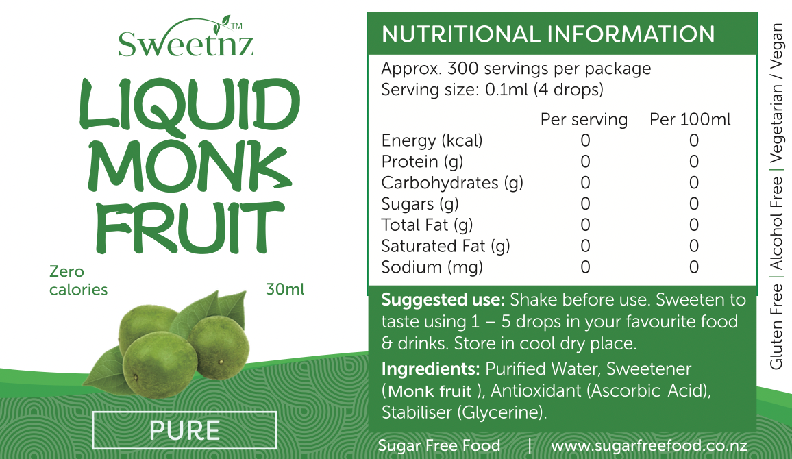 Liquid Monk Fruit - label detail.