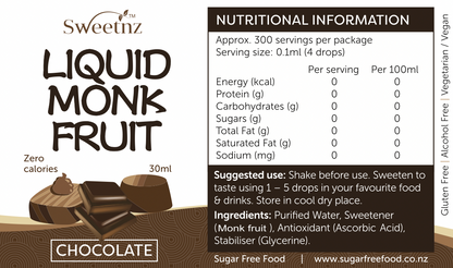 Liquid Monk Fruit Drops - 30ml - Caramel flavour, full label.
